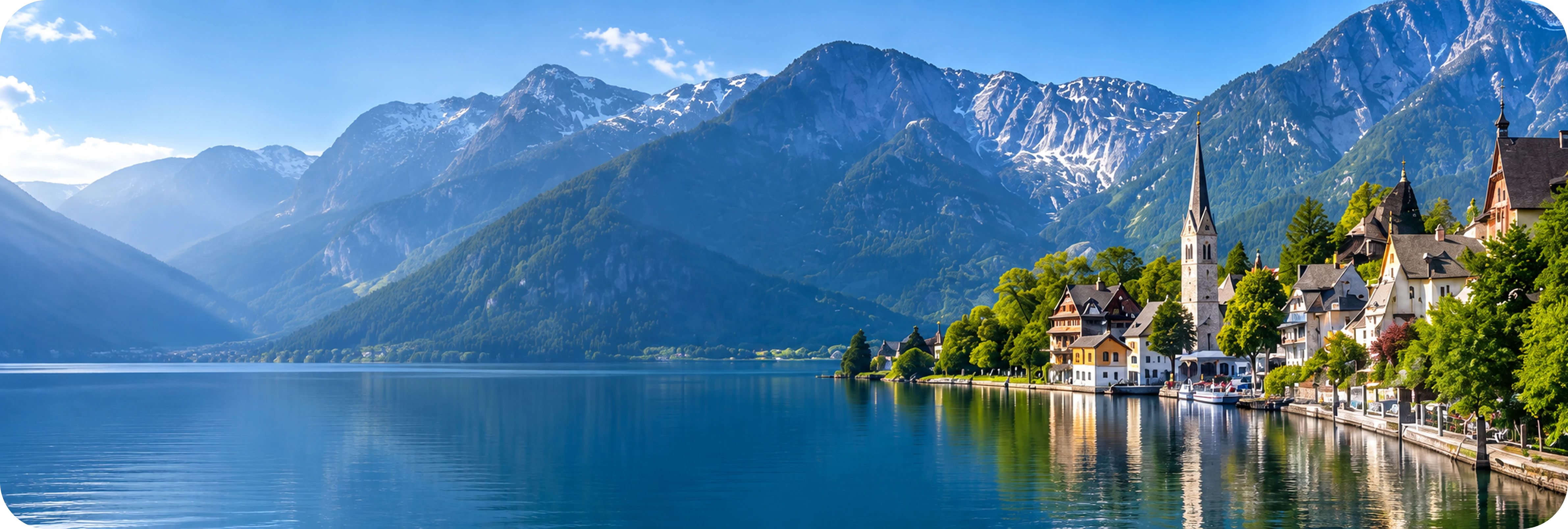 Mountain lake village in Europe