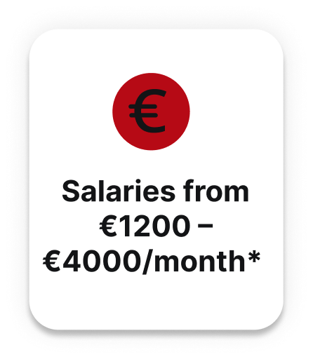 Salaries from 1300 to 4500 per month