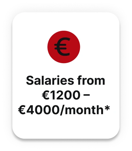 Salaries from 1300 to 4500 per month