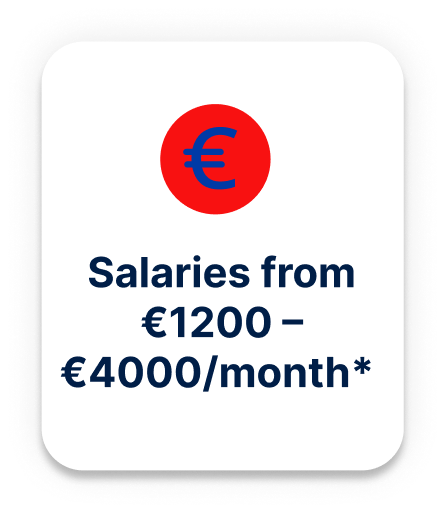 Salaries from 1300 to 4500 per month