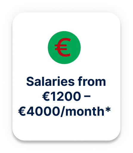 Salaries from 1300 to 4500 per month