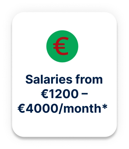 Salaries from 1300 to 4500 per month