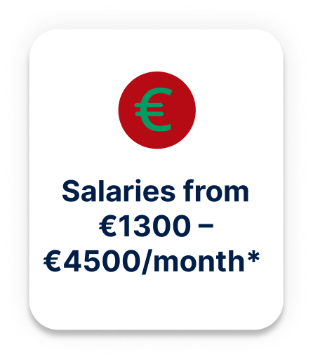 Salaries from 1300 to 4500 per month