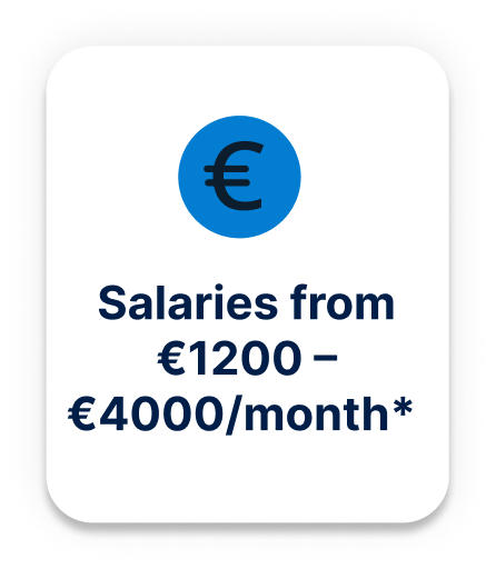 Salaries from β¬1200 - β¬1400 per month