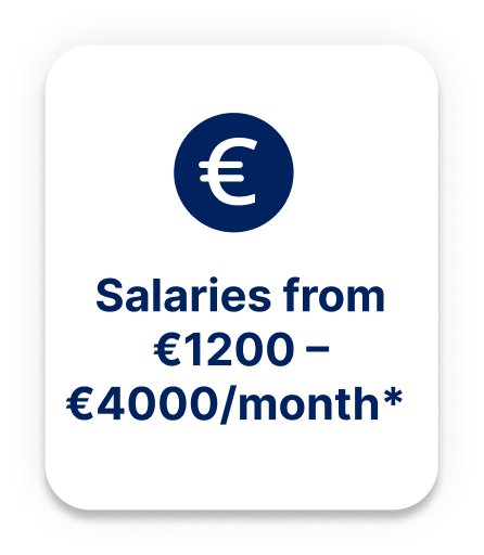 Salaries from β¬1200 - β¬1400 per month