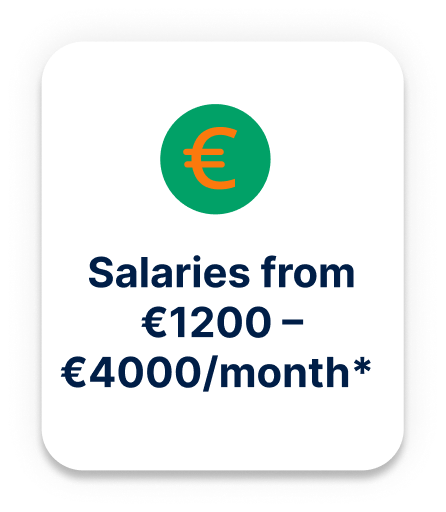 Salaries from β¬1200 - β¬1400 per month