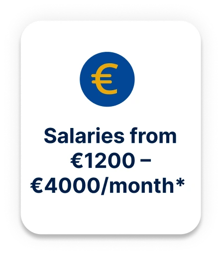 Salaries from 1300 to 4500 per month