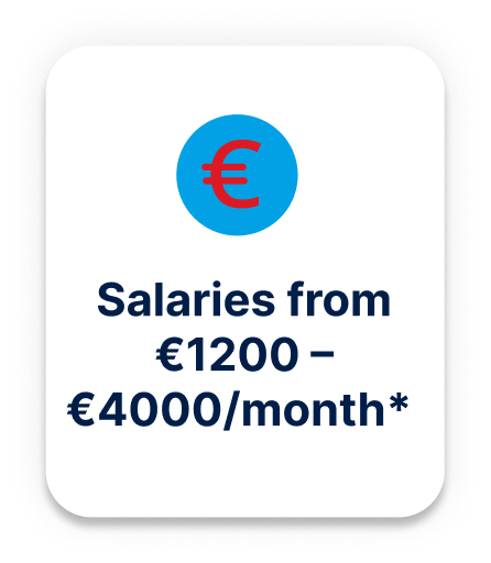 Salaries from β¬1200 - β¬1400 per month