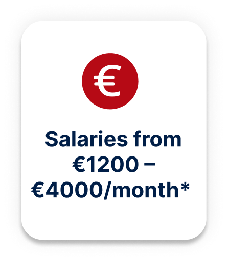 Salaries from β¬1200 - β¬1400 per month