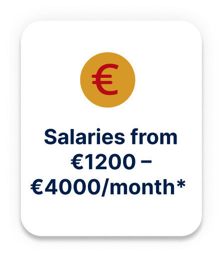 Salaries from 1300 to 4500 per month