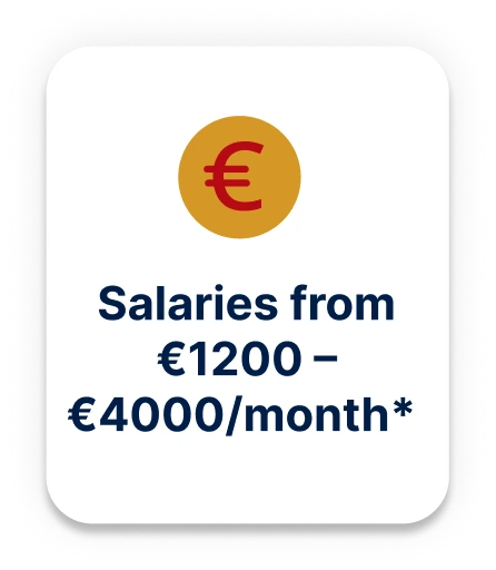 Salaries from 1300 to 4500 per month
