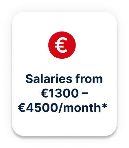 Salaries from 1300 to 4500 per month