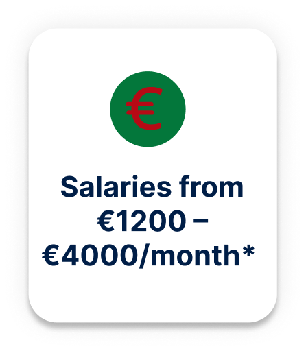 Salaries from β¬1200 - β¬4000/month