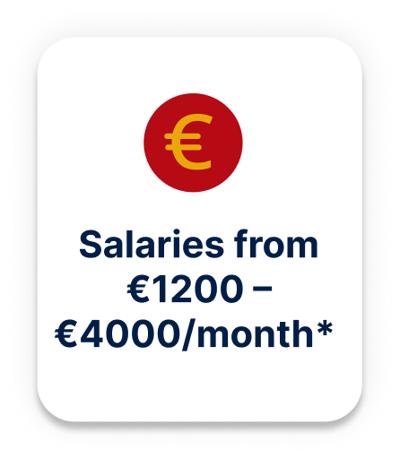 Salaries from 1300 to 4500 per month
