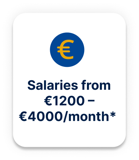 Salaries from 1300 to 4500 per month