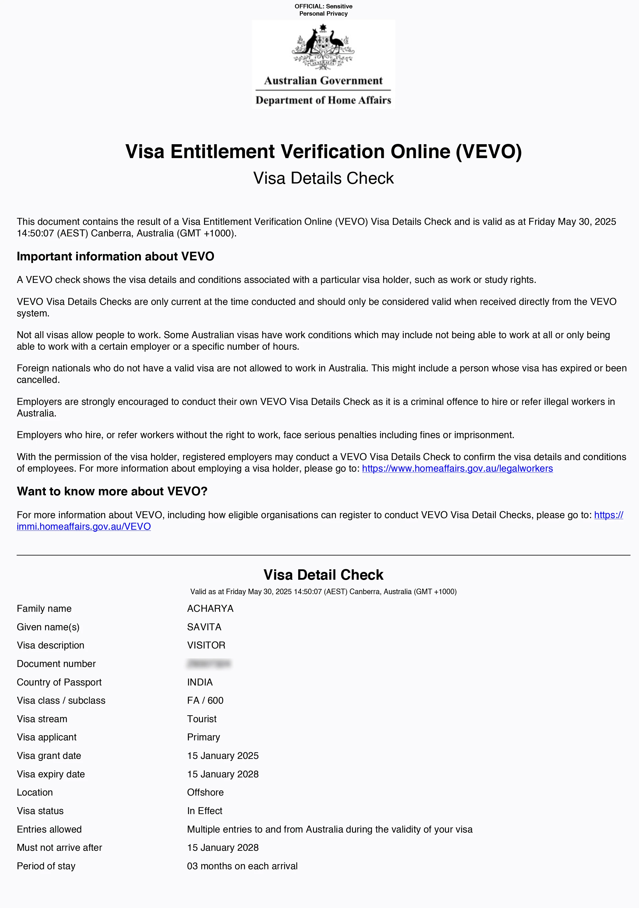 Approved visa copy